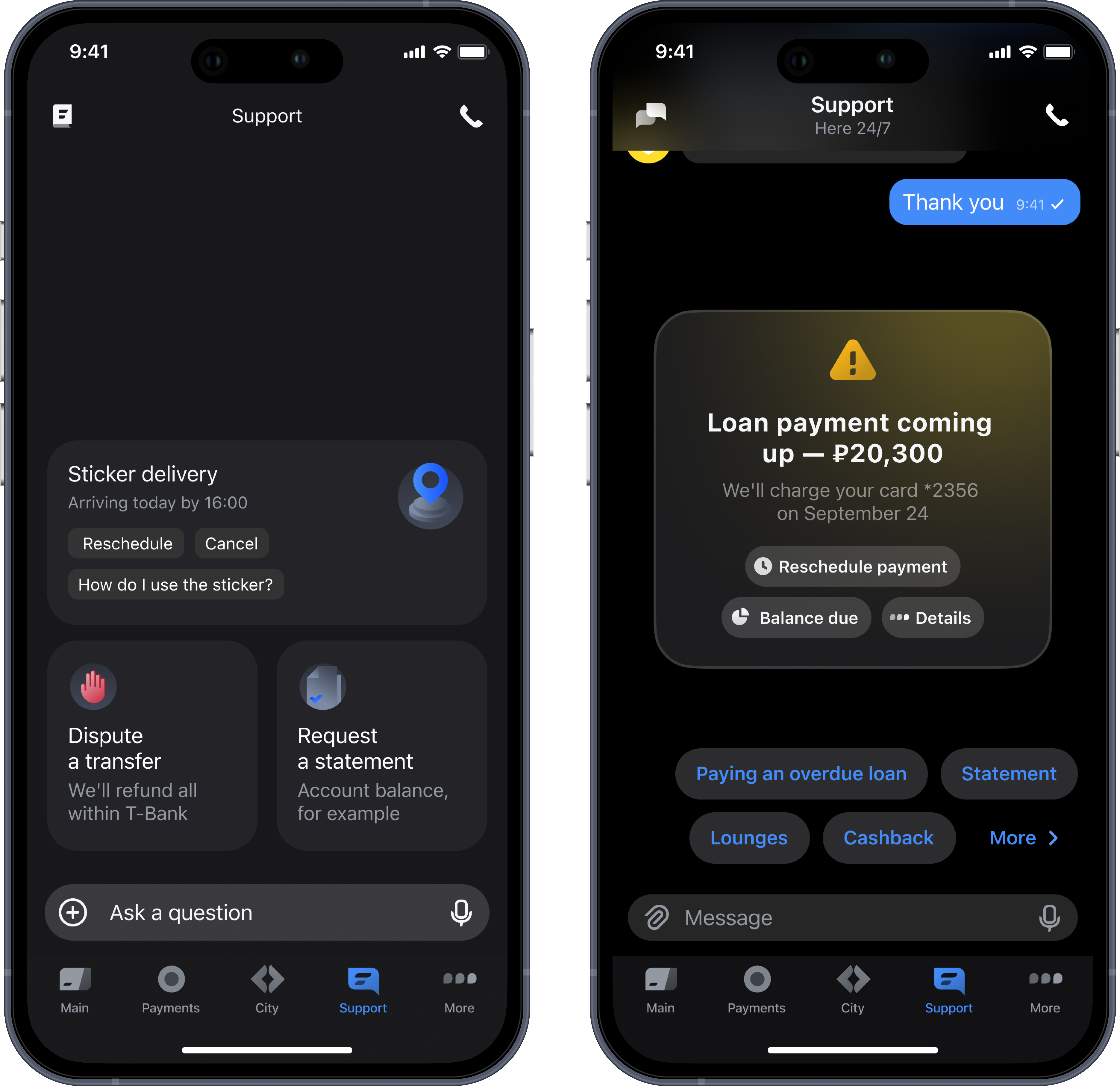 Two early concepts for support built around a single conversation